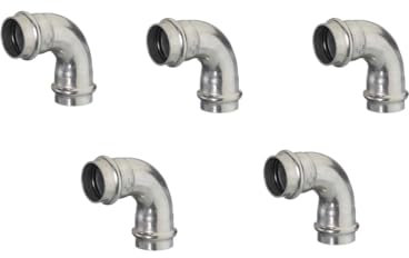 Sanitärshop Baustoffe & Sanitär Pressfittings Edelstahl - 1 Produkt für Trinkwasser und Heizung - V Press Kontur (Bogen 90° 2 Muffen - 5 Stück, 22mm)