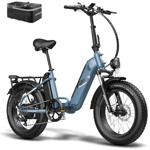 Fafrees FF20 POLAR Electric Bicycle, 20 * 4.0 Inch City Electric Bike, 2 * 10.4 Ah Removable Batteries E-bike, Folding Electric Mountain Bike for Adults, Power Assist 70-150KM