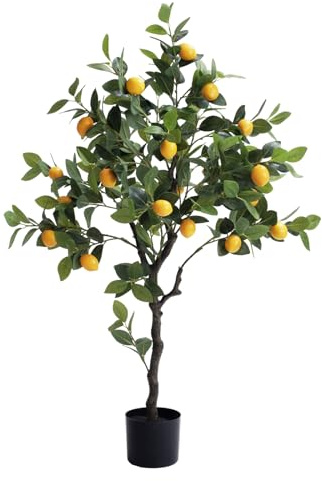 Fuxdre 4ft Artificial Lemon Tree with Fake Lemons Floor Plants Artificial for Decor Realistic to Indoor Home Office Fake Lemon Tree