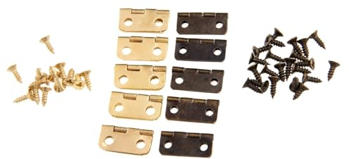 10 Stück antike Bronze/Gold Schrankscharniere Möbelbeschläge Holz Schmuckschatullen Kleine Scharniere Schränke Möbelbeschläge 16 x 13 mm (Color : Gold)