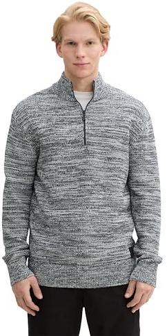 Tom Tailor Denim Herren 1047962 Troyer Strickpullover aus Baumwolle