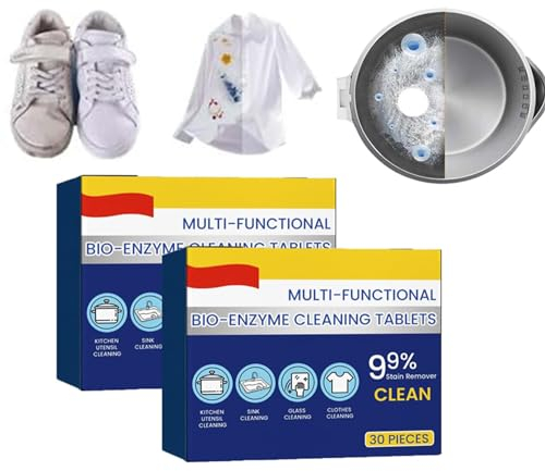 Multi-Functional Bio-Enzyme Cleaning Tablets, Aktiv-Enzym-Wäschefleckenentferner, Allzweck Cleaning Tablets, Fettreinigungstablette, für Küchen Spüle Fliesen Kleidung Shoes (2pcs)
