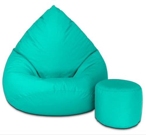 Slevobox Sitzsack mit Hocker Marine 112x82x82cm - XXL Sitzsack Erwachsene mit Füllung - Sitzsack Kinder - Schlafzimmer und Wohnzimmer Möbel - Outdoor Sitzsack XXL - Indoor Sitzsäcke - Bean Bag