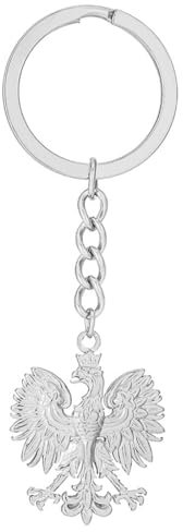 JSGHGDF Vintage Polen Adler Anhänger Schlüsselanhänger für Männer Frauen Gold Silber Metall Tier Rucksack Schlüsselanhänger Ethnische Schlüsselanhänger Ringe, Silber, silber