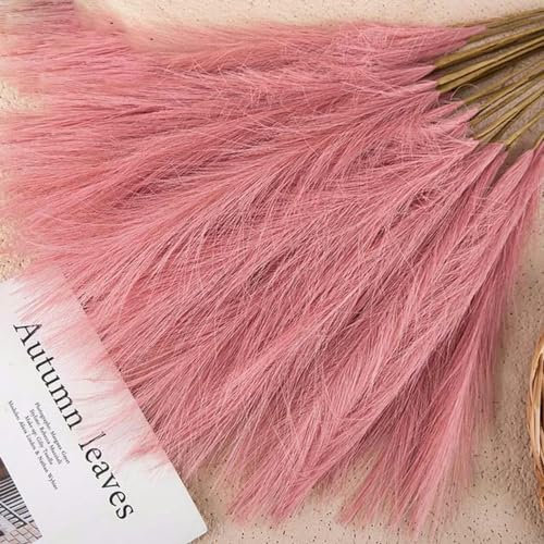 Künstliche Blumen im Pampas-Schilfgras-Stil, Mini-Imitationsblume, Fabrik, Heimdekoration, Hochzeit, Dunkelrosa, 3 Stück