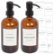 Harbour Housewares Glass Soap Dispensers with Labels - Amber/White - 2 Pack - 500ml Refillable Soap Dispensers Hand and Dish Liquid Pump for Bathroom, Kitchen, Laundry Room