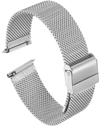 QUARKZMAN 316L Acciaio Inossidabile Maglia Cinturino Orologio 19mm Cinturino Orologio in Metallo Regolabile a Sgancio Rapido per Uomo Donna, Tono Argento