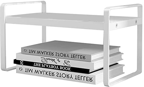 WPKD BLUEIY Doppelschichtiges Desktop-Bücherregal, Eisenholz-Desktop-Regale, Einfacher Stil, Kleines Schreibtisch-Bücherregal für Zuhause, Schlafzimmer, Schlafsaal, Schreibtisch, Tisch, 30 X