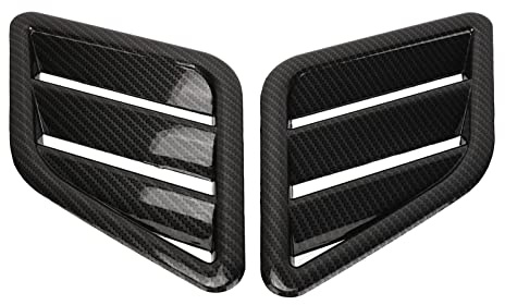 Klanata 2 Piezas Rejilla de Entrada de Aire para Capó, Cubierta de Ventilación Universal Estilo Carbono, Compatible con Focus, Fiesta, Corsa, Jazz, Plástico ABS, Negro (Aspecto Carbono)