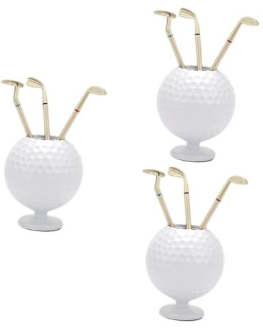 DIYEAH 3ensembles Porte-stylo De Golf Forme De Avec Balle Accessoire De Bureau Élégant Pour Décoration Rangement Original Pour De Golf