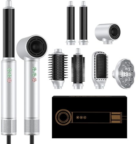 7 in 1 Air Styler & Spazzola Asciugacapelli, OKWRAP Hair Styler 110000 RPM Asciugacapelli ad Alta Velocità Asciugatura Rapida, Spazzola Modellante ad Aria Per Capelli Ricci, Volumizzante