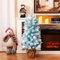 COSTWAY Mini Sapin de Noël Artificiel 90 cm, Sapin de Noël Pré-décoré avec 12 Boules de Coton Naturel, 24 Boules Décoratives, Pointes de Branches Floquées de Neige, Décoration de Fête (Bleu)