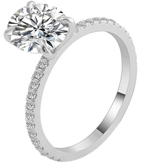 Bishilin Eheringe Weißgold 750 mit Edelstein, Damen Ringe 4-Steg-Krappenfassung mit 2ct Oval Moissanit Eheringe Verlobungsring Nickelfrei für Frauen Gr.50 (15.9)