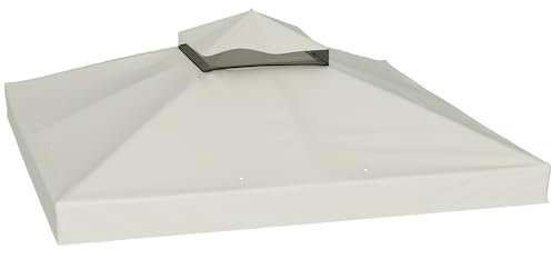 Outsunny Ersatzdach für Pavillon 3 x 3 m, wasserabweisend Pavillondach, Doppeldach Ersatzbezug für Gartenpavillon, Ersatzteile aus Oxford-Stoff, 370 g/m², Hellgrau exkl. Rahmen