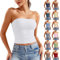 Bandeau Top Damen, Trägerloser BH Tube Top Trägerloses Crop Sexy Tank Tops Schulterfreies Y2k Tops Ohne Träger Enge Basic Elegant Sport mit Integriertem BH, Weiß, M