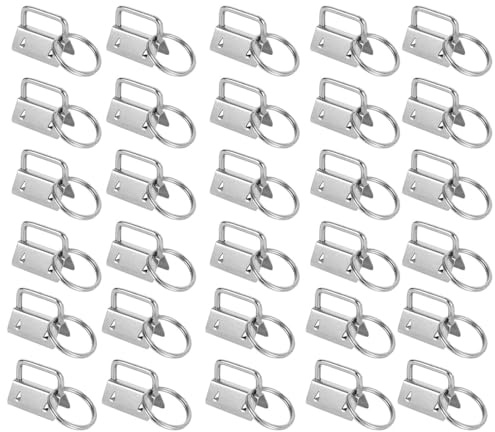 CUEMOON 30 Pcs 25mm Schlüsselband Rohlinge, Klemmschließeanhänger Schlüsselring, Wristlet Hardware, DIY Schlüsselringen zur Herstellung, für Tasche Wristlets und Andere Hand Craft