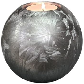Mini Urne mit Kerzenhalter | Elegante Urn aus Glas für geliebte Menschen | Terroso Urne Hund und Katze | 250 ml Erinnerungsstück – Silber Frost