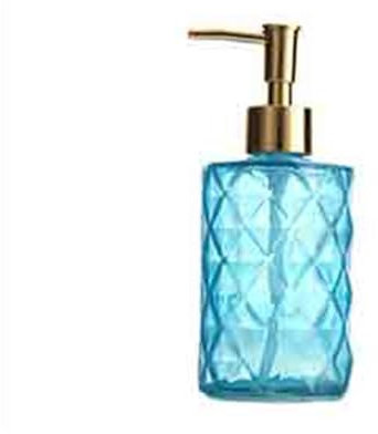 WQQYU6HKF Distributeur Savon Liquide Bouteille de Lotion en Verre Poussoir 330 ML Porte-Savon for Maison/hôtel/Salle de Bain Transparent Multicolore Disponible Distributeur Liquide Vaisselle(Blue)