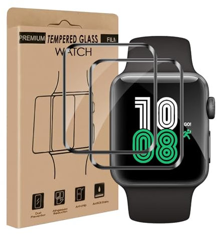 Cable Leader 2 Pack Verre Trempé pour Apple Watch Series 4/5/6/SE/SE2 (44mm), Imperméable à l'eau, Résistant à l'abrasion vitre protection, Anti Rayures, Ultra HD Apple Watch 44mm protection écran