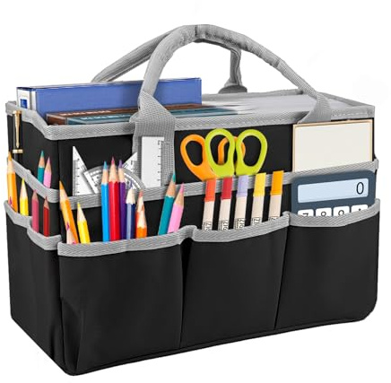 Basteltasche, Bastelorganizer-Tragetasche Kunstaufbewahrungs-Caddy mit Mehreren Fächern Kunst-Organizer Tragetasche mit Griff für Kunst, Basteln, Scrapbooking, Medizin und Bürobedarf (Schwarz)