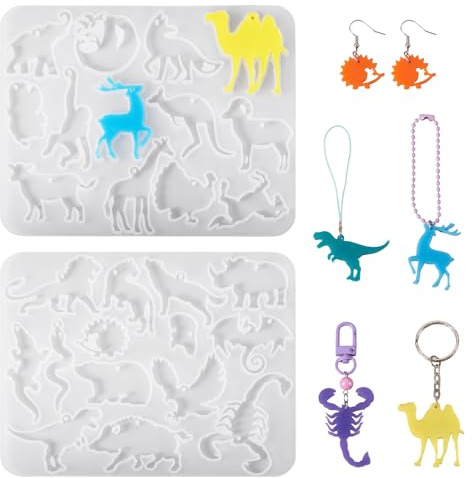 Bestewelry Lot de 2 moules en résine de silicone sur le thème des animaux, cerf, animaux de la forêt, moules en résine 3D pour fabrication de résine UV pour artisanat époxy, fabrication de bijoux