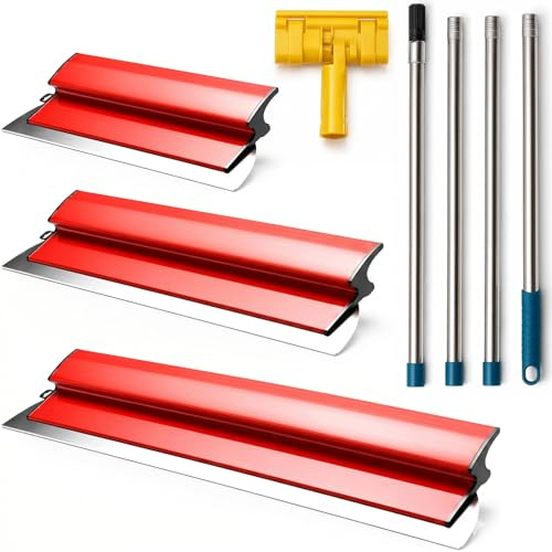 Flächenspachtel Set Professionell – (250mm+400mm+600mm ）Spachtelwerkzeug Set mit 160 cm Teleskopstiel, Edelstahl Spachtelsatz für Trockenbau, Wände, Decken, Verputzarbeiten