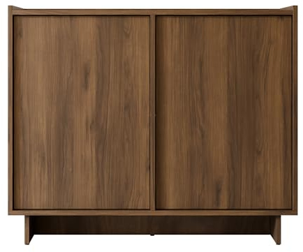 Mirjan24 Kommode Yolkyn K98 - Modernes Sideboard mit 2 Türen, 4 Innenfächern, grifflosem Öffnungssystem - Highboard/Anrichte/Mehrzweckschrank (Nuss Warmia)