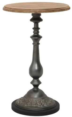 Vanitopaz Table d'appoint en bois de sapin massif avec pied en acier, 40 x 64 cm, marron, table basse stable et table de rangement pour salon, chambre à coucher, couloir, peu encombrante et design