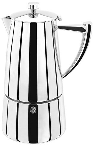 Stellar Luxe - Caffettiera da 10 tazze, capacità 600 ml, in acciaio inox lucidato a specchio