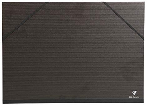 Clairefontaine 48615C Zeichenmappe Kraft Verge mit Gummizug und innenklappen rücken 30 mm, Din A2, innen: 42 x 59.4 cm, außen: 47 x 62 cm, schwarz