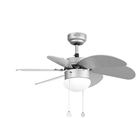 Faro Barcelona Palao 33186 - Ventilador con luz, 40W, acero, palas de madera mdf y difusor de cristal opal, color gris