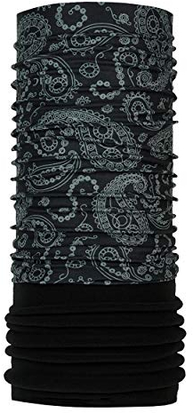 P.A.C. Fleece Paisley Black Multifunktionstuch - Schlauchtuch, Halstuch, Schal, Unisex, 8 Anwendungsmöglichkeiten