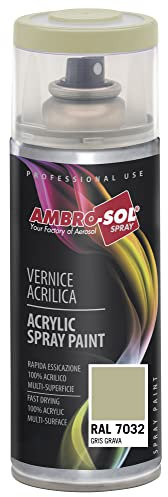 Ambro-Sol V4007032 Vernis peinture Acrylique Multi-Usage, Peinture Brillante pour Intérieur et Extérieur, Adapté a Tous Type de Matériau, Aérosol En Fer-Blanc Recyclable de 400 ml, Gris Gravier
