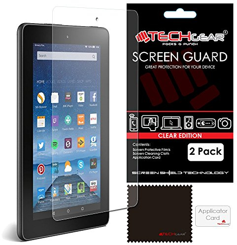 TECHGEAR [2 Stück Displayschutz für Fire HD 8 Tablet mit Alexa Nur 2015-2018, 8 Zoll HD Display - Ultra Klare Schutzfolie für Amazon Fire HD 8 2018/8. Gen, 2017/7. Gen, 2016/6. Gen und 2015/5. Gen.