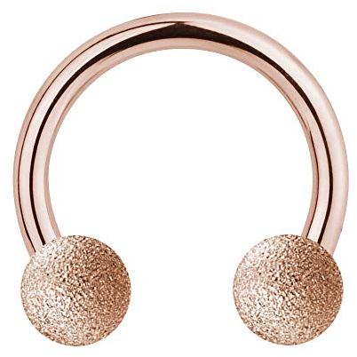 Treuheld | HUFEISEN Piercing ROSE-GOLD - Diamant-Optik MATT - 10 Größen - sand-gestrahlte Kugeln zum Schrauben - Edel-Stahl - Septum Helix Nase Ohr usw - CBR Barbell [02.] - 1.2 x 8 mm (Kugeln: 3mm)