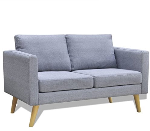 Tidyard 2-Sitzer Sofa, 2 Sitzer Polstersofa Stoffsofa mit Dick Gepolsterte und Kissen, 116 x 70 x 73 cm (L x B x H), Hellgrau