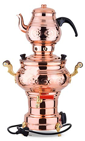 220 V Copper Samovar Tea Pot Set Electrically Operated Handmade Real Copper Samovar