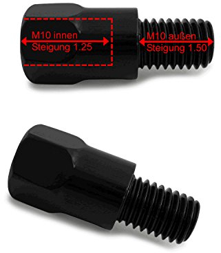 Area1 M10 x 1,25 auf M10 x 1,50 Gewindeadapter Motorradspiegel Adapter (2 Stück) Kompatibel mit BMW R nineT R1250 R1200 K1300 K1200 F900 F750 F850 F700GS F800 G310 C400 S1000 G650 F650 K1200 K1300R
