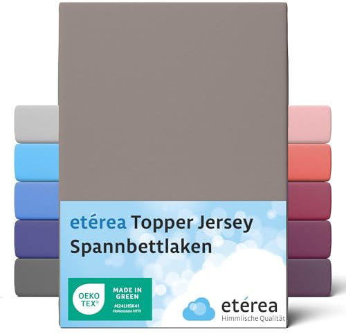 etérea Jersey Topper Spannbettlaken 140x200-160x200 cm Mokka für 5-10 cm Steghöhe 100% Baumwolle - Oekotex Spannbetttuch Matratzen Bett Bezug - Bettlaken 140x200cm - 160x200cm Braun