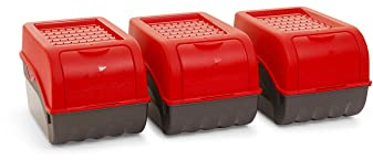 Novaliv Kartoffel Aufbewahrungsbox | 3x mittel 5L | ROT | Kartoffelbox | Gemüsebox stapelbar Zwiebelbox Kartoffelkorb Obstbehälter Kartoffelkiste Zwiebel Aufbewahrung Frischhaltedose Möhren