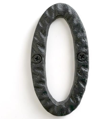 NACH JS-RN4-0 Rustic Cast Iron House Numbers, 4 Inch, Black