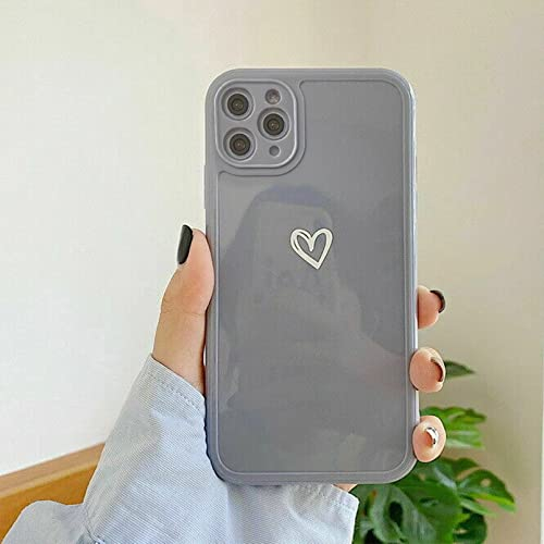 ZTOFERA TPU Case for iPhone 11 Pro, Glossy Soft TPU Case with Simple Heart Pattern, Slim Light-wight Protective Bumper Cover for iPhone 11 Pro (5.8) - Grey