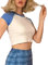 Carolilly Crop Tops Damen Bauchfreie T-Shirts Damen Sommer Top Damen Bauchfreie Oberteile Damen Top Y2K Fashion (Blau H, S)