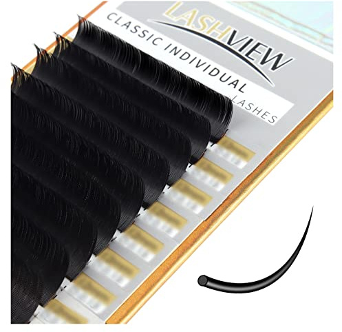 LASHVIEW Eyelash Extensions,Individual Lashes, Eyelash Extension,0.20mm M Curl 15mm Classic Volume Eyelash Extensions Professional Nature