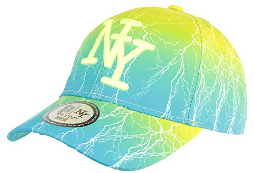 Eclyr Fashion NY Baseball Cap für Kinder, Blau und Neongelb, 7 bis 12 Jahre – Jungen Gr. Einheitsgröße, blau