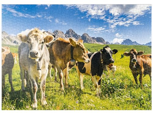 MyPuzzle Kühe vor Einer Idyllischen Alpen-Landschaft - Premium 1000 Teile Puzzle - MyPuzzle Sonderkollektion von Puzzle Galaxy