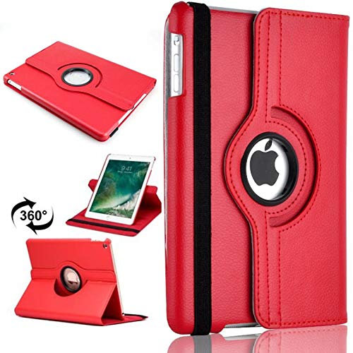 360 Rotating Cover for iPad 9th/8th/7th Generation (2021, 2020, 2019) A2197, A2200, A2198, A2270, A2428, A2429, A2430, A2602, A2604 A2603, A2605 PU Leather Case - Red