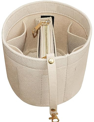 Soyizom Filz-Geldbörsen-Organizer-Einsatz passend für Cannes Zylindertasche – Tragetaschen-Organizer für Damen, Einlage, Einsatz in Geldbörse, Beige