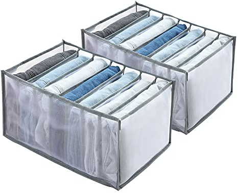 QUELLE QUÉ 2 piezas Caja de Almacenamiento para Jeans Organizador de Cajón Organizador de Ropa Adecuado para Almacenamiento de Ropa