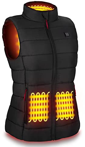Beheizte Weste für Herren/Damen, AGUG Beheizbare Jacke Heizweste Wärmeweste Elektrisch mit 3 Stufen Temperatur Heheizte Kleidung Winterjacke für Outdoor Reiten Skifahren Camping (Kein Akku) Frauen-M